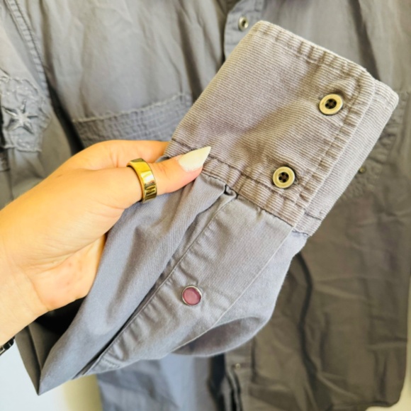 MENS GUESS Washed Black Grey Gray Button Down Front Shirt Cowboy Western L - Picture 10 of 11